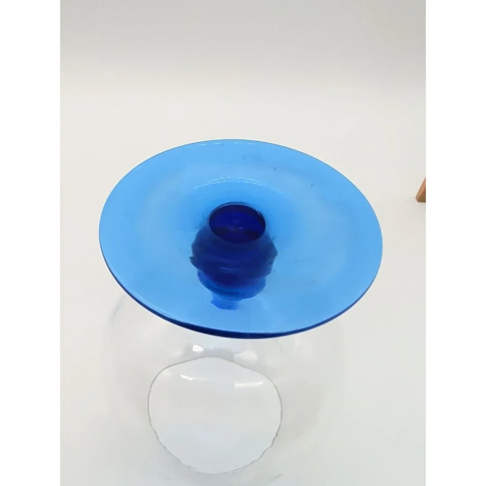 Vtg Luminarc France Ocean Blue Sapphire Cognac Snifters Engraved Grapes